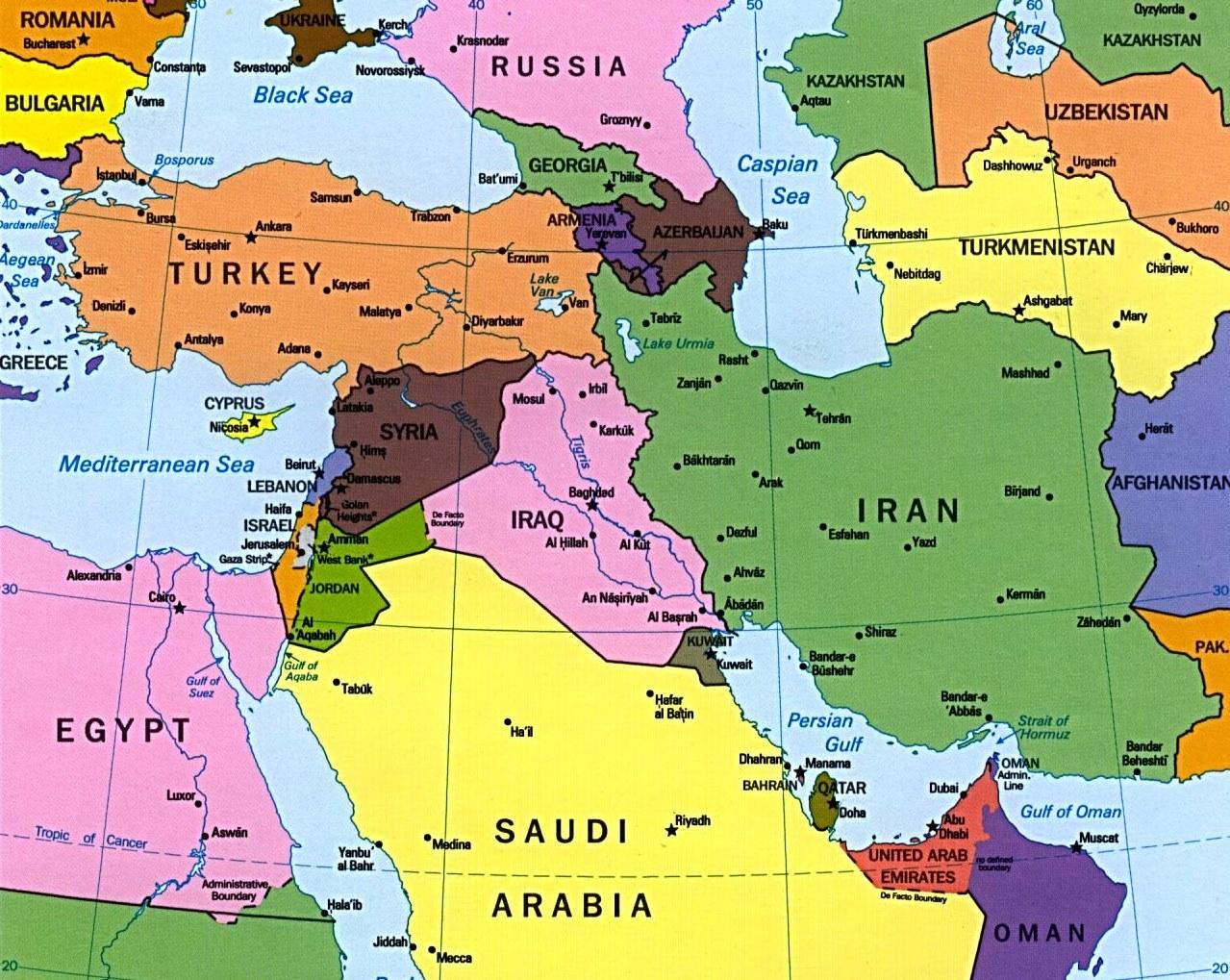 Cypern karta mellanöstern - Karta över Cypern mellanöstern (Södra
