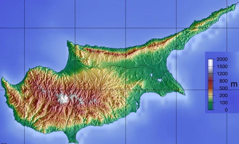 Karta över Cypern berg