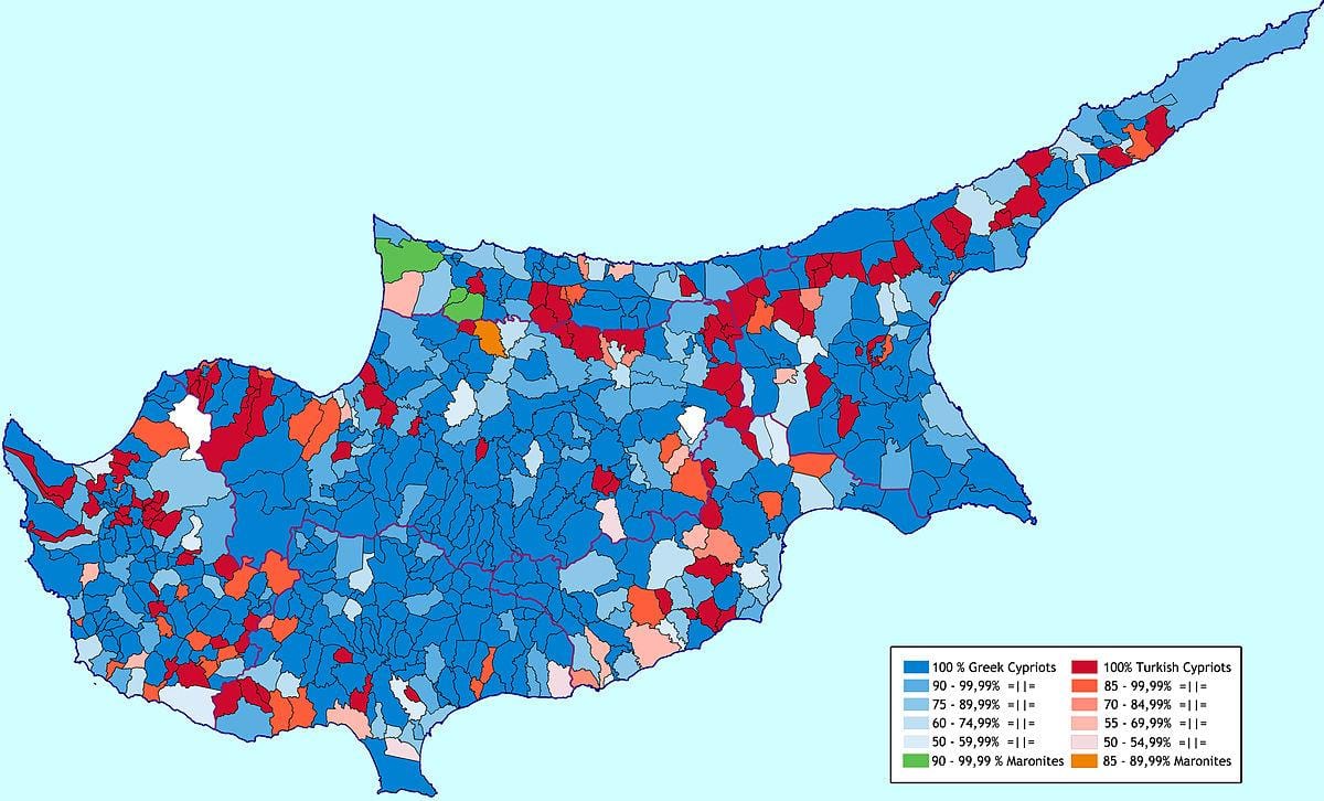 Karta över Cypern etniska