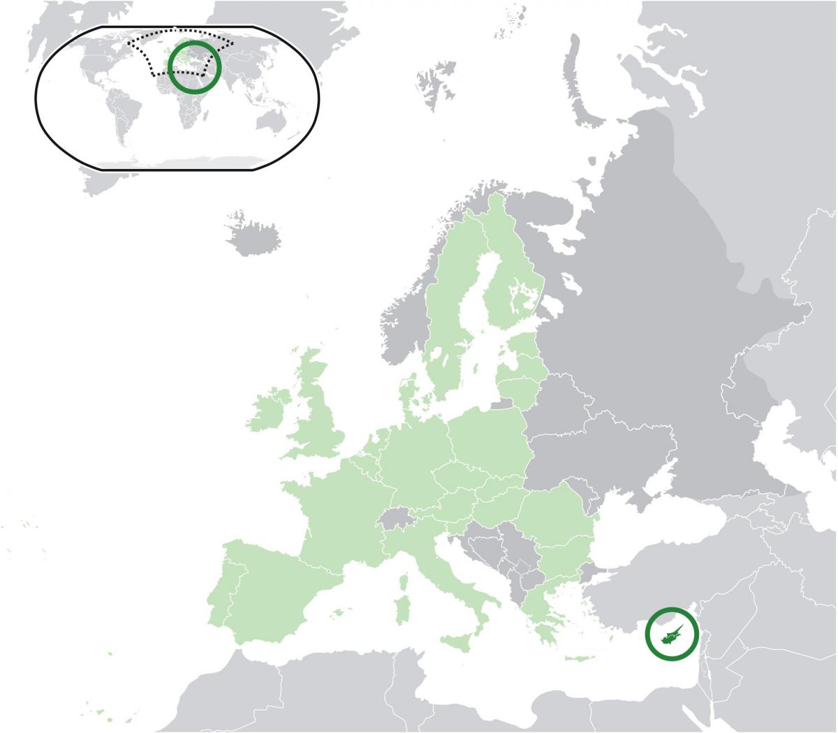 karta över europa som visar Cypern