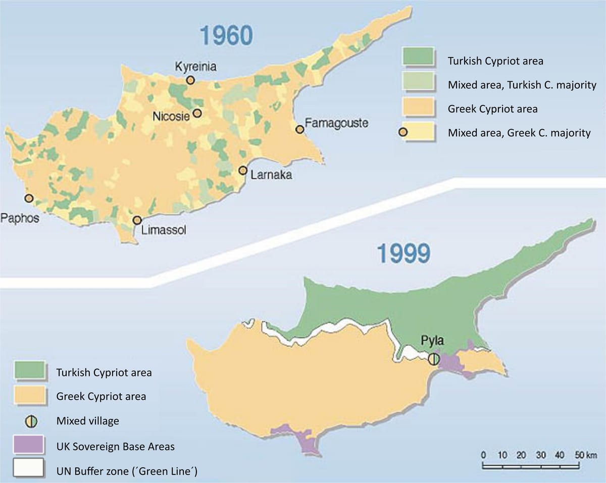 turkiska delen av Cypern karta