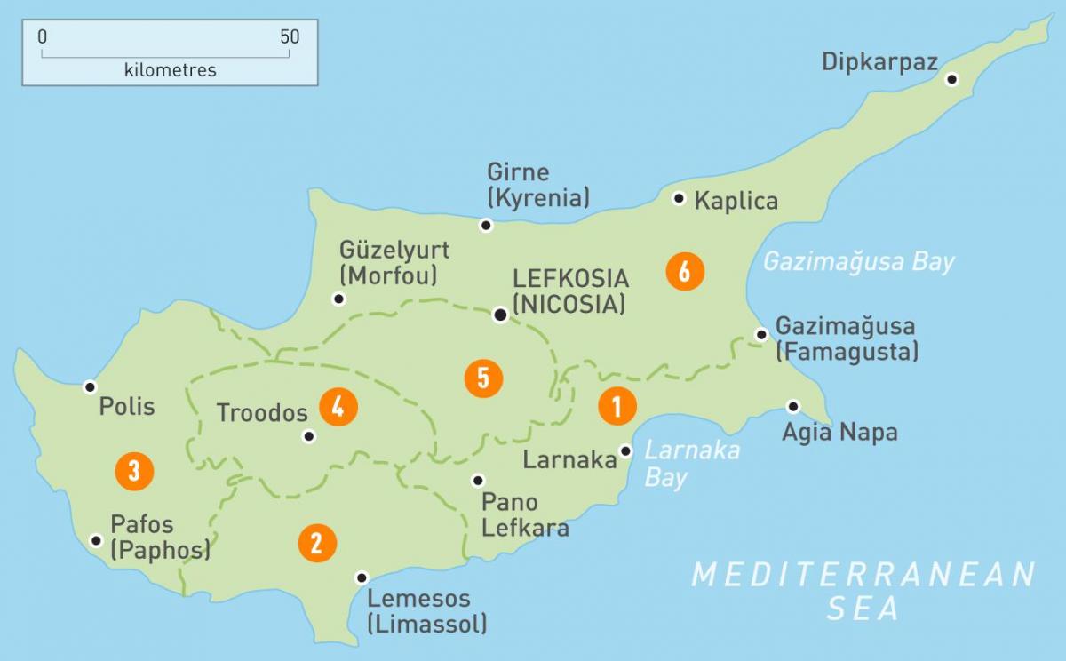 Karta över Cypern land
