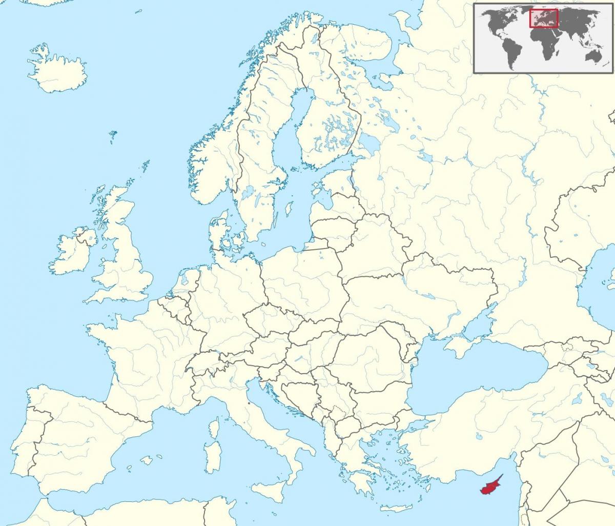 världskarta som visar Cypern