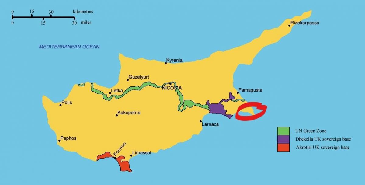 Kapparis Cypern karta - Karta över kapparis Cypern (Södra Europa - Europa)