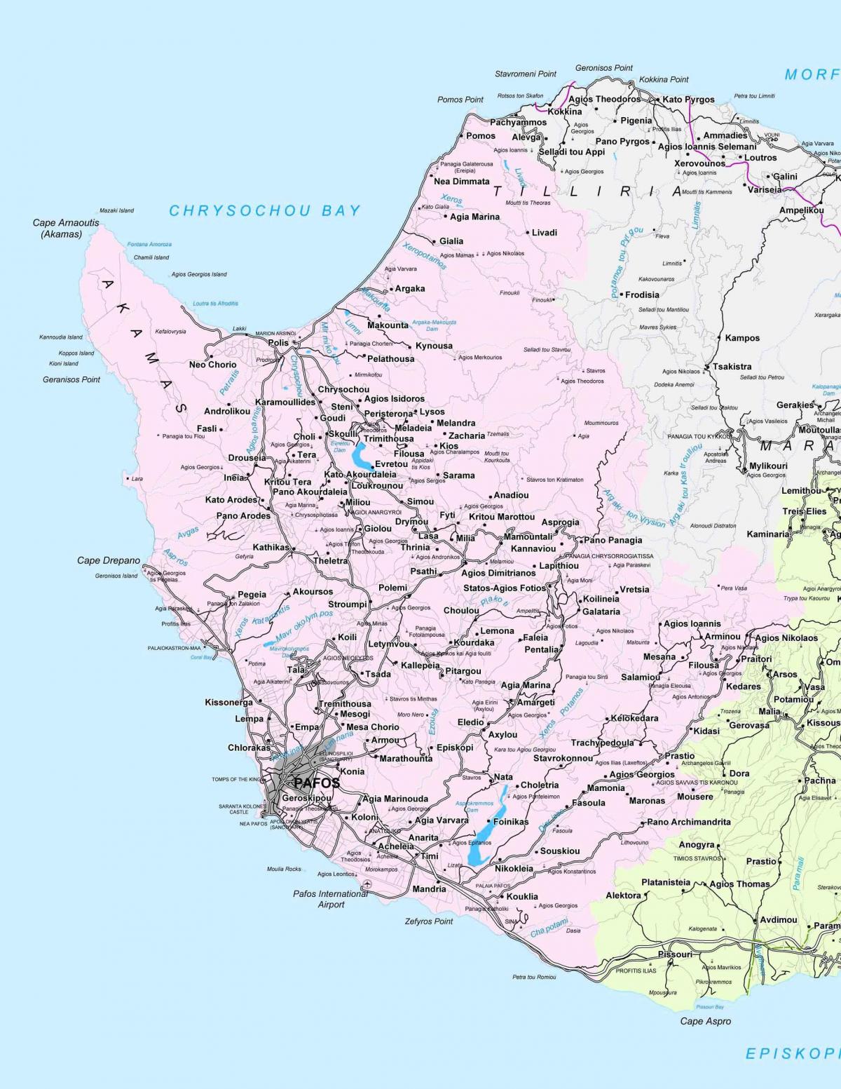 street map i paphos, Cypern