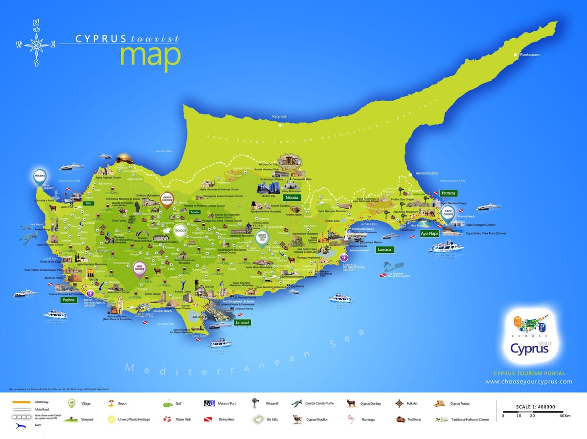 Karta lara beach Cypern