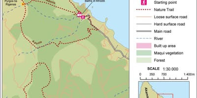 Karta afrodite trail Cypern 